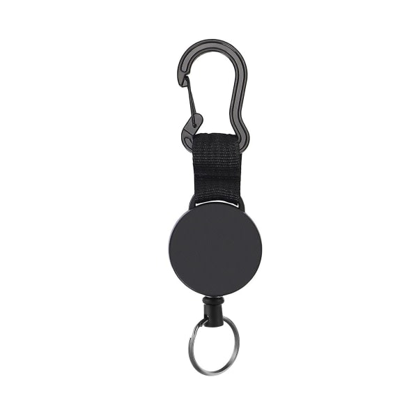 Infällbar nyckelring svart elastisk pull-indragbar nyckel IC