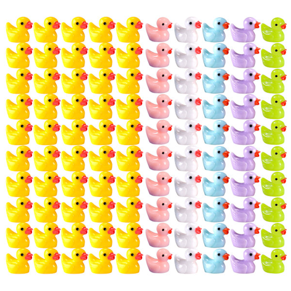 100 stk Tiny Ducks Set Dekorasjon Realistisk Form Holdbar Harts Sjarmerende ender for jul Bursdagsfest Barnets dag 100pcs