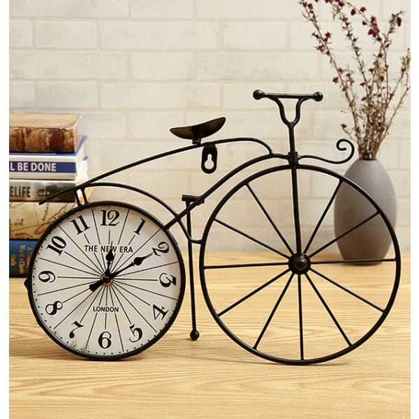 IC Väggklocka för hemmet, sovrum, tyst klocka, personlighetsklocka, vit cykel, 27,5 * 5 * 20cm