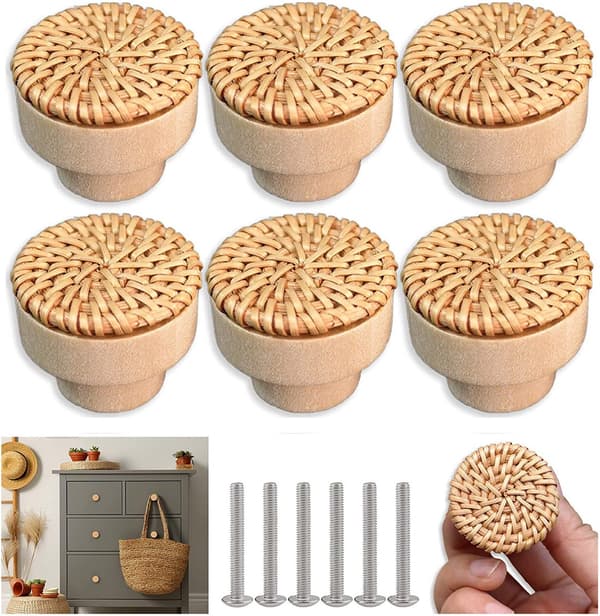 12-pack - Rottingmöbelknoppar - Skåpknoppar - Träskåpsknoppar - Lådknoppar - Set - med - Trämöbelknoppar - Trähandtag - Köksskåp