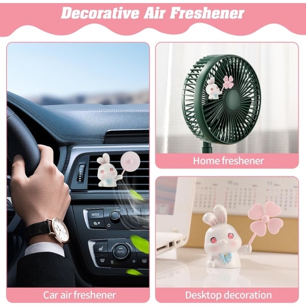 IC Söta bil luftventil Clips, Charm Car Inter Dekorationer Luftfräschare Clip Dofter Diffuser (Vit Kanin)