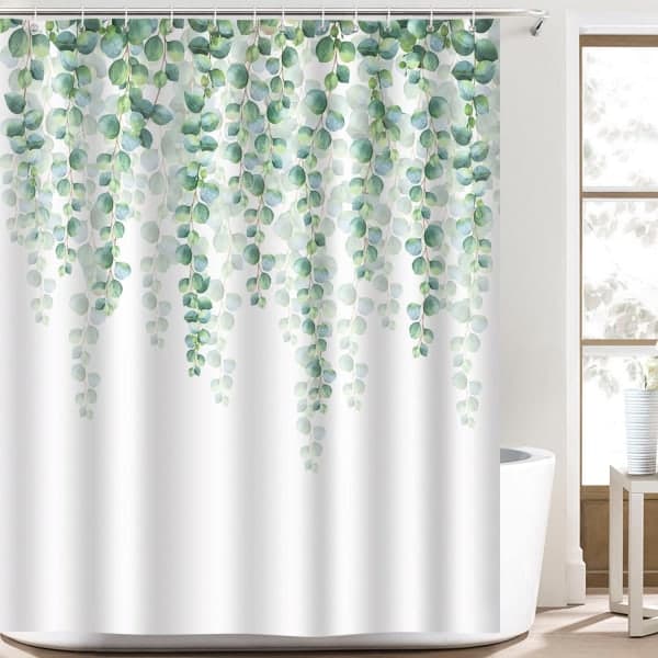 Duschdraperi Eucalyptus Blad Grön Växt 180 x 180 cm Badkar