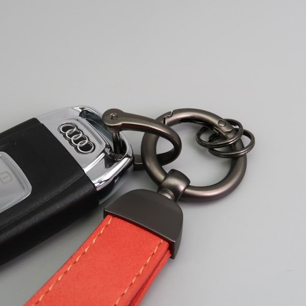 Nøglering i læder med anti-tab hardware blå