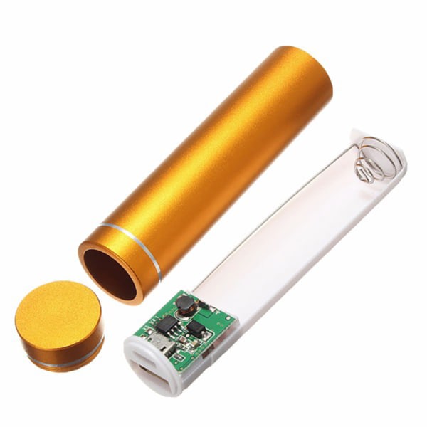 IC 1 PCE metal 5V USB Power Bank Case Kit 1X 18650 batteriladdare Guld