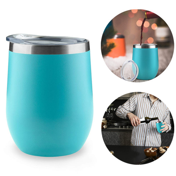 IC Isolerad Vintumlare - 2-pack, Dubbelväggigt Rostfritt Stål, Stjälklös Isolerad Vintumlare 12 Oz, Hållbar Isolerad Kaffemugg - Blå
