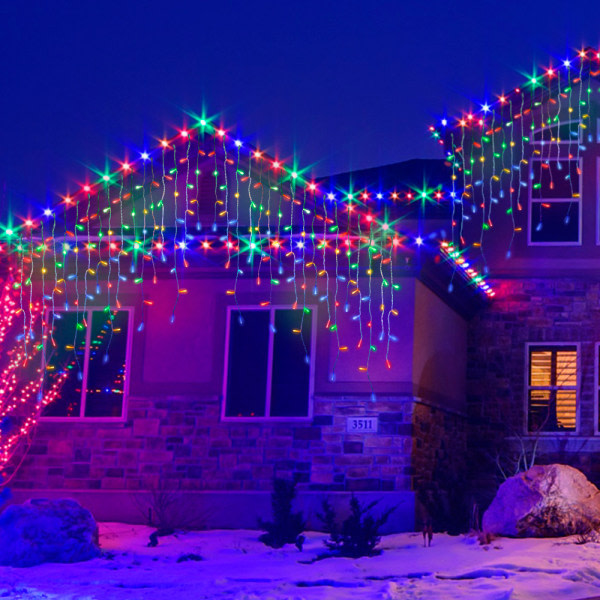 IC LED julebelysning utendørsdekor, 400 lysdioder 32ft med 75 multicolor