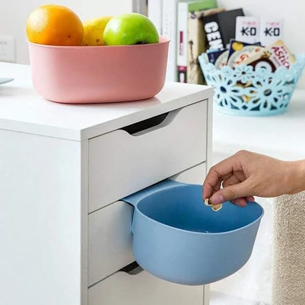 Kitchen Cabinet Hanging Trash Can Waste Bin, Plastic, Green, One Size