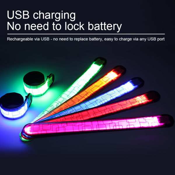 IG LED-ranneke juoksuun (2-pakk), USB-ladattava heijastava sininen