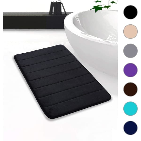 IC Badeværelsesmåtte Bademåtte Absorberende Skridsikker Vaskbar Bademåtte - 50 x 90 cm (Sort)
