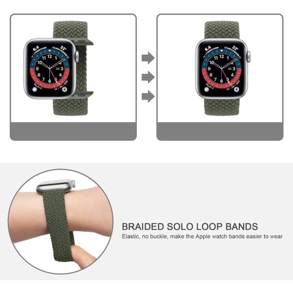IC 2-pack flätade Solo Loop-sportband kompatibla med Apple Watch