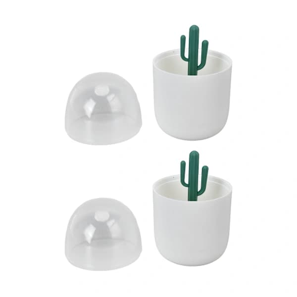 1 pc Cute Cactus Toothpick Box Multifunctional Cotton Swab Storage Container for Home Office Decor