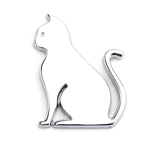 Metal Cat Sticker Car Decal Self-Adhesive Decoration - Silver Silver