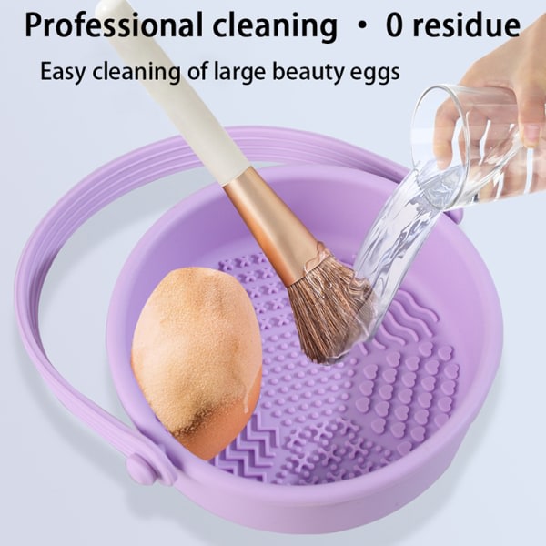 Silikon sminkborste rengjøringsverktøy svamppuff vaskekorg Purple Combination