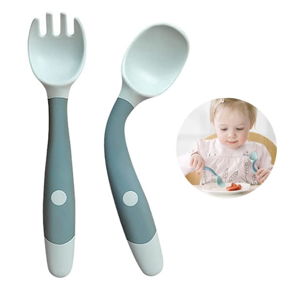 IC Baby Skedar Gafflar 2 sæt, søde småbørns madtræningssked og gaffel sæt