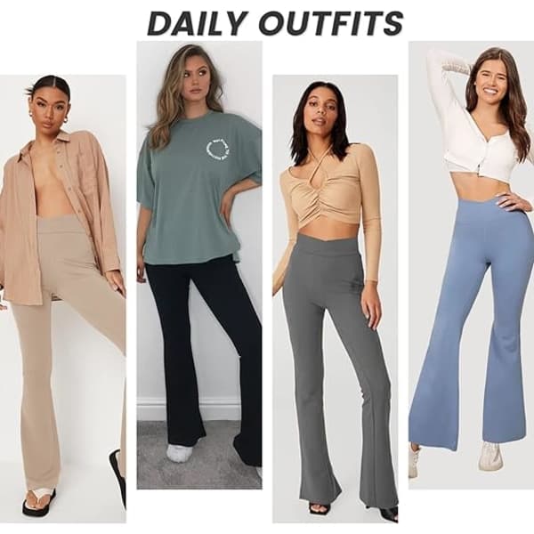 IC Sorte Flare Yoga Bukser til Kvinder, Crossover Buttery Bløde Bootcut Leggings