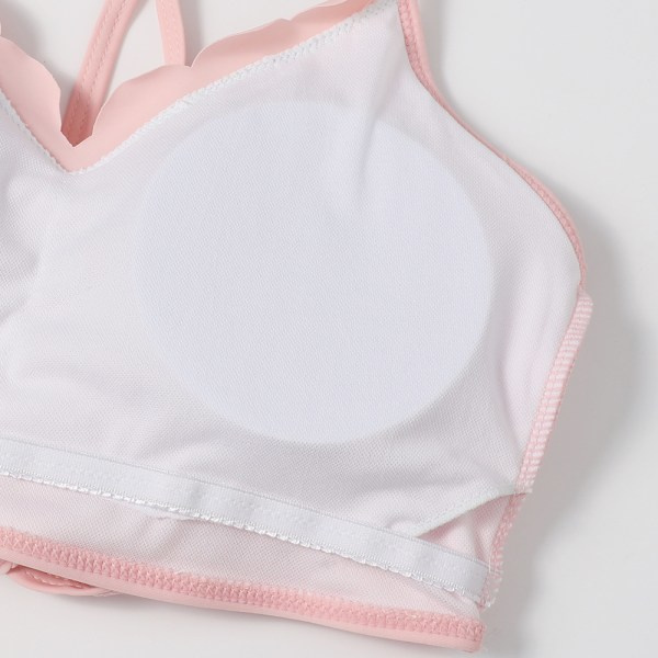 IC Kvinnors Högmidje, Bred Rem Justerbar Rygg Bikini Set med Snörning Baddräkt