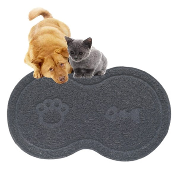 IC Vattentät bordstablett av silikon ，formad matmatta for husdjur, silikonupphöjd läpp, spillfri hundkattskål matt-grå