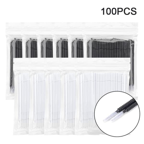 IC 100 stk Engangs øjenvippeforlængelse Micro Brush Applikator Make Black