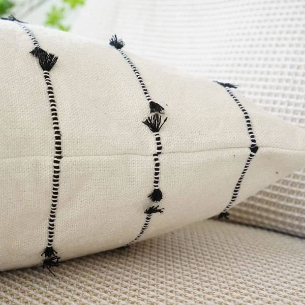 IC Boho bomullslinne putetrekk 18x18 tommer stripet Jacquard firkantet dekorativt putetrekk for sofa dekorasjon (kaffe, 18\"x18\")