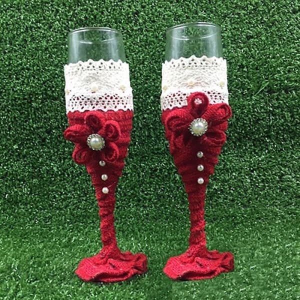 2-pack Bröllopsglas Set Mode Rostad Bröd Bröllopsglas Kristall Champagneflöjt Brud och Brudgum