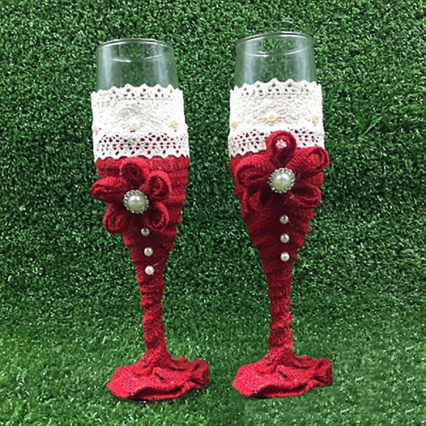 IC 2 stk. Bryllupsglas Mode Toast Brød Bryllupsglas Krystal Champagnefløjter Brud og