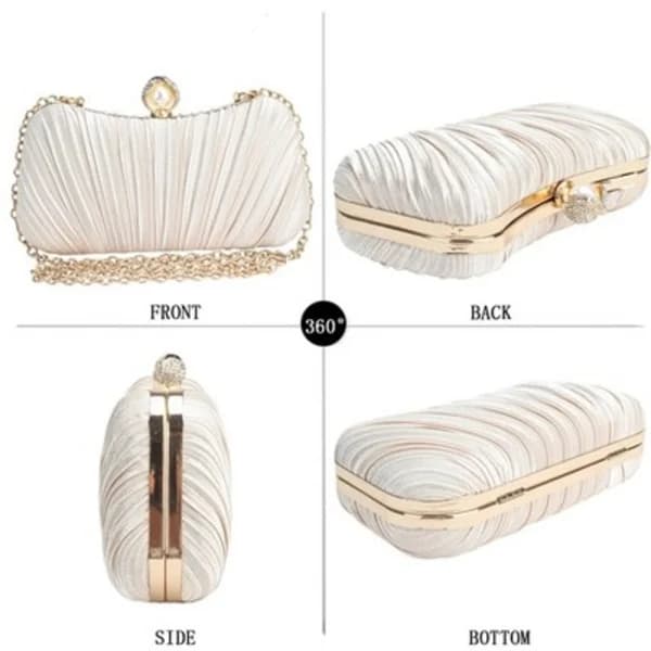 Clutch Aftentaske Satin Perletaske Håndtaske til Bryllup Bal (c...