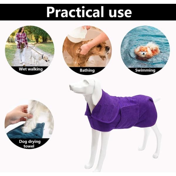IC Superabsorberende Hundebadekåbe i Mikrofiber, Hurtig Tørrende Taske