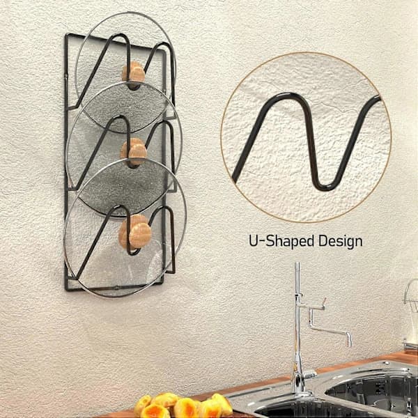 6-Tier Pot Lid Organizer 2-Pack for Cabinet Storage, Adjustable Sturdy Plastic Rack, Perfect for Kitchen Pots and Pans