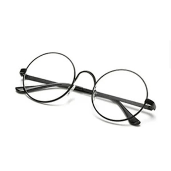 Retro Runde Briller Sort Klart Glas uden Styrke sort sort black