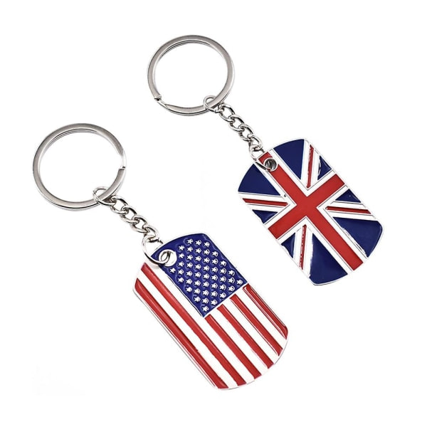 2 stk Nøglering Unik Stilfuld Mode Amerikansk Nationalflag Nøglering Union Jack Nøglering Landsflag Nøglering Enkel Nøglering IC