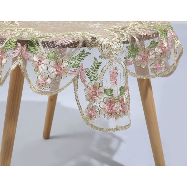 IC Lyxig fyrkantig liten cover Elegant blommig broderad spetsbordsduk för festkök Matsal Picknickdekoration (Typ O, 22"x22")