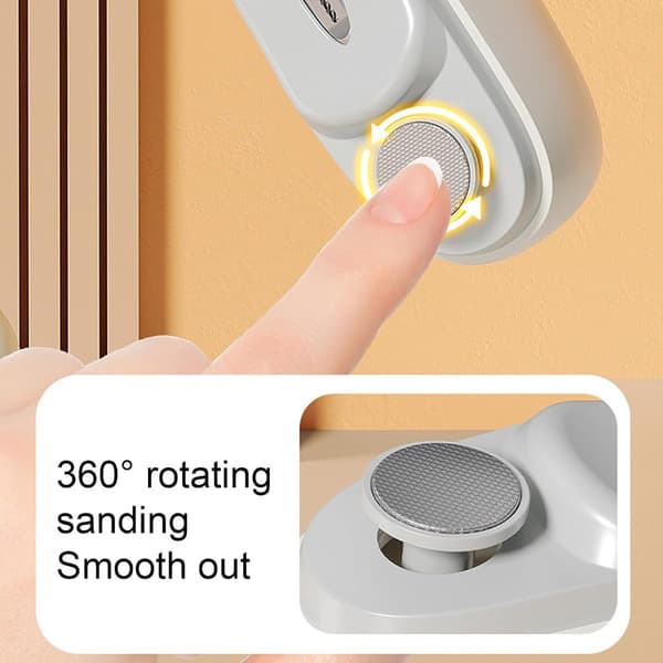Elektrisk negleklipper, USB oppladbar 3-hastighets trimmer med LED og negleoppsamler, for eldre, barn, reise, grå