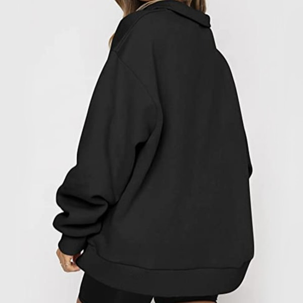 IC Trendiga Queen Womens Oversized Sweatshirts Hoodies Half Zip musta