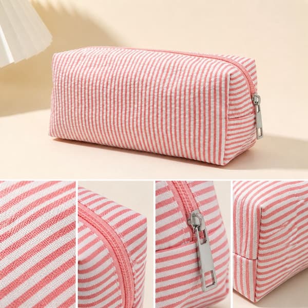 Stor penalhus, holdbar polyester, rummelig pung med glat lynlås til skole og kontor, orange, 21 x 7,5 x 8 cm