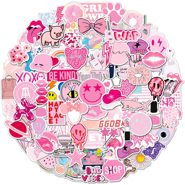 IC 100 st Preppy Stickers Rosa Stickers Pack