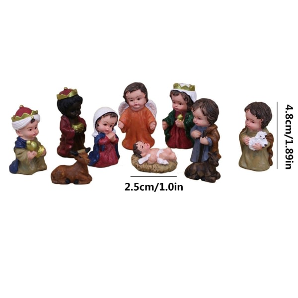 Julkrubba Set med 10 figurer, Hartshantverk
