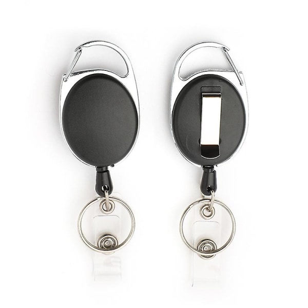 2 stk Badge Holder Clip Inntrekkbar rulle med nøkkelring for ID-kort belte (d-4-d) IC