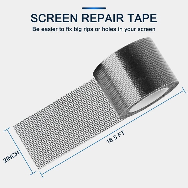 IC Reparationskit för fönsterdisplay, 2\" × 16,5\" Reparationskit för svart skärm med starkt självhäftande glasfiberförstärkt nät