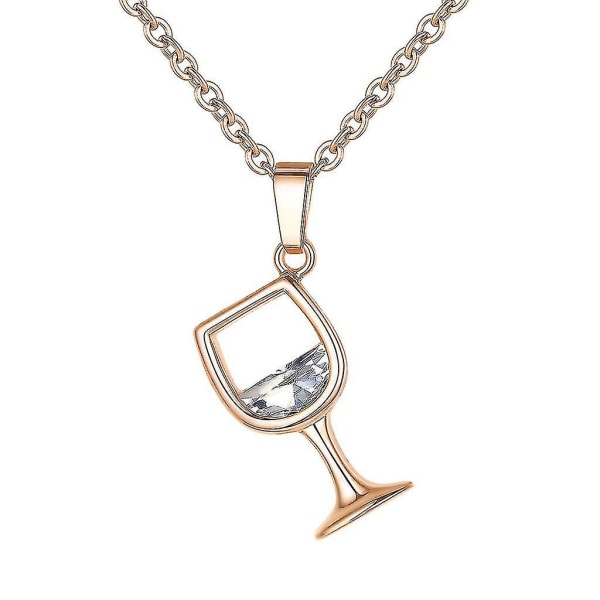 Kvinnor vinglas hängsmycke Zirconia lång kedja halsband smycken charms gåva