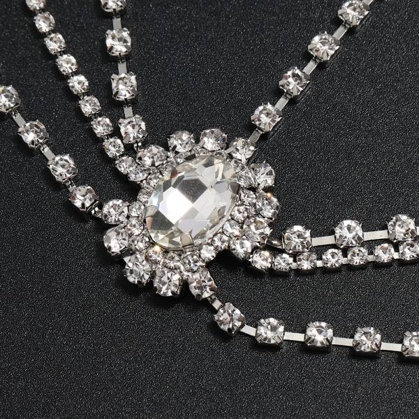 Fashion Crystal Head Chain Elegant Multi-Layer Bride bröllopshåraccessoarer Silver