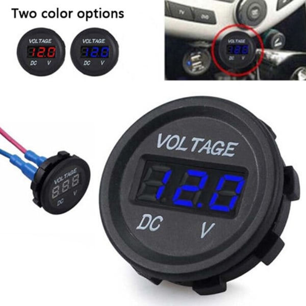 DC 5V-48V Voltmeter Rund Vanntett Digital Voltmeter Amperemeter A1