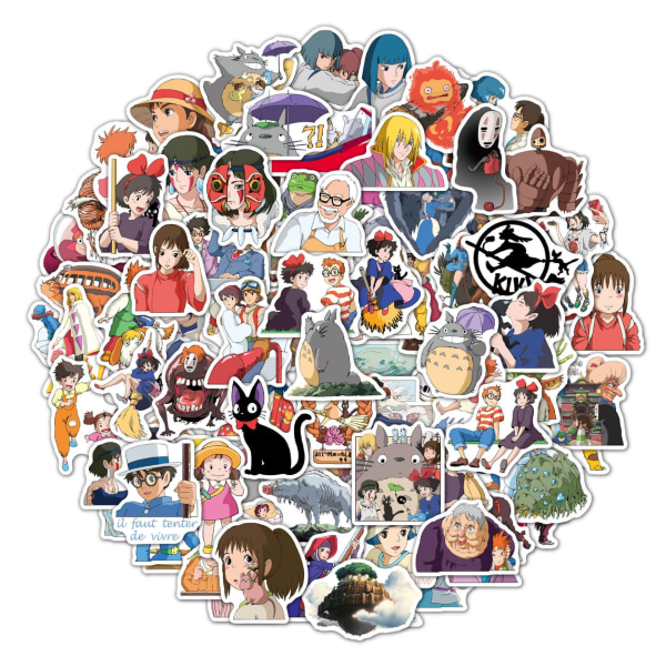 Studio Ghibli Stickers Set, 100st Vinly Vattentät Anime Stickers för Laptop Skateboard Vattenflaska för barn Vuxna