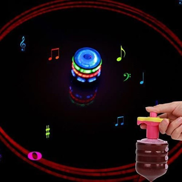 IC Magic Music Snurrande Topp Leksaker Gyroskop med Färgglada Blixtljus Röd Laserlinje för Pojkar Barn Barn Flickor 2st