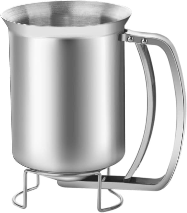 Pannekakerøre-dispenser, 680 ml røre-dispenser i rustfritt stål med avtakbart håndtak for pannekaker, traktebakst og muffins