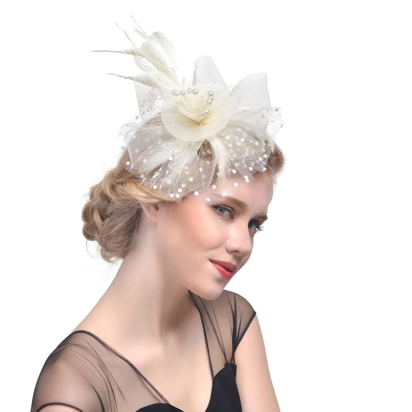 IC Fascinatorhattar för kvinnor, slöja mesh fjäder pannband