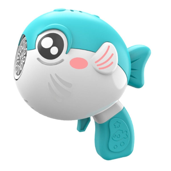 IC 10-håls automatisk bubbelmaskin elektrisk puffer fisk bubbelmaskin leksak för barn (cyan fisk)