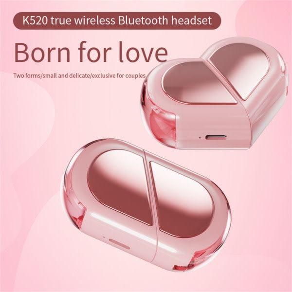 Hjärtformade hörlurar Roterbara trådløsa Bluetooth in-ear hørelurer modell K520 Svart