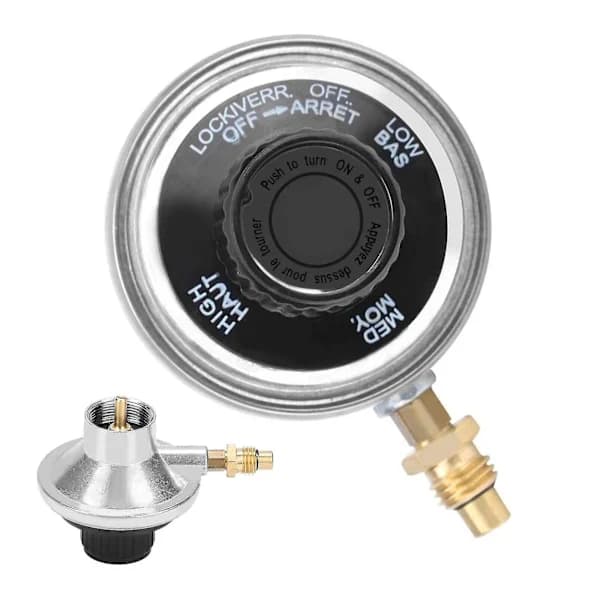Justerbar propan gassregulator lavtrykkskontrollventil sinklegering for BBQ-grillvarmer camping 1 tomme 20 UNEF