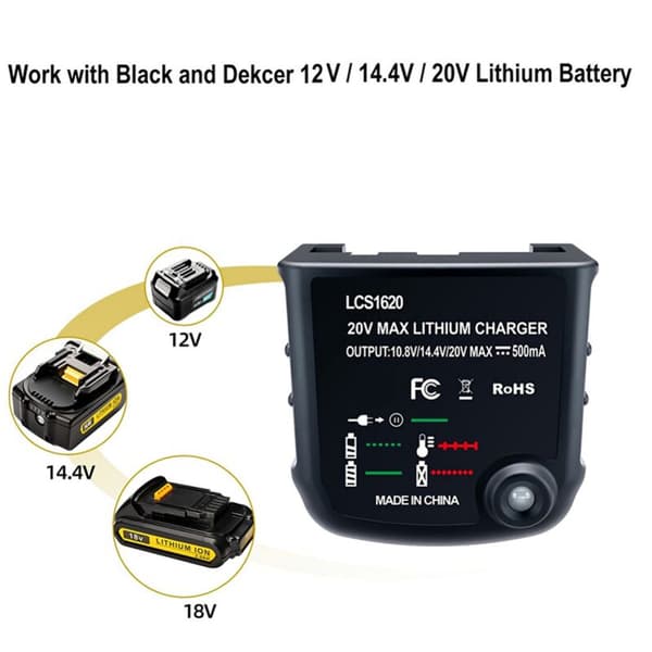 Li Batterilader for 10.8V 14.4V 20V LBXR20, EU Plugg