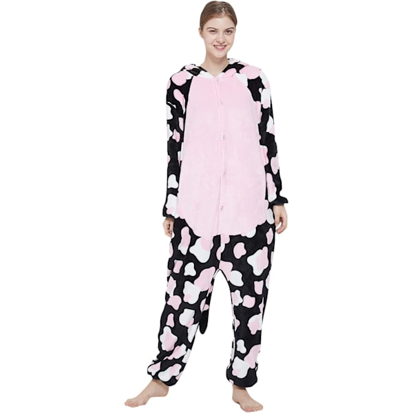 Naisten onesiet, Aikuisten miesten onesiet, Pyjama-onesiet, Yksisarvinen, Flanellipyjamat, Eläinonesiet, 3D-huppupijamat, Halloween, Joulupukut A-pinkcow S